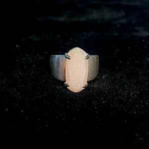 Kendra Scott gold ring with white drusy stone